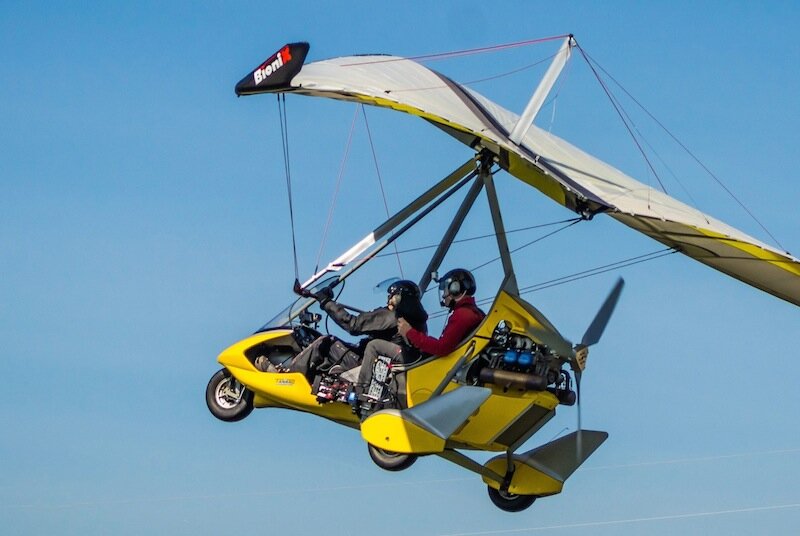 Hang gliding adventure over stunning Rocky Mountains near Whistler, Canada